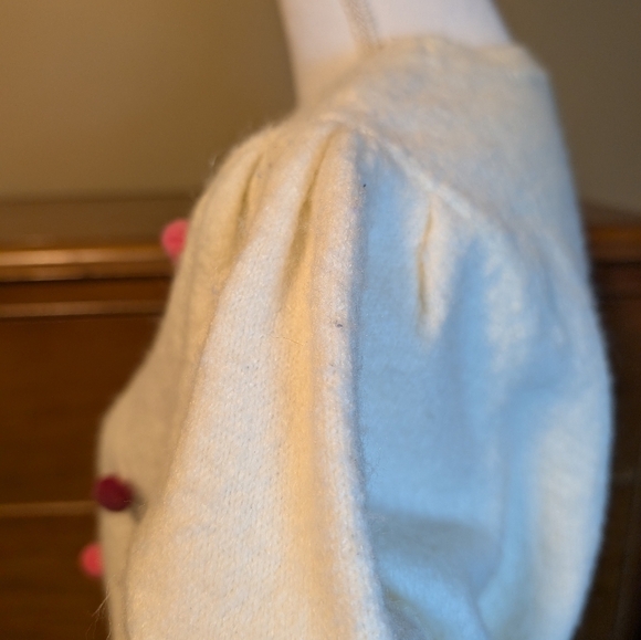 Christmas Dingle Ball White Crop Sweater SZ Large - Picture 7 of 15